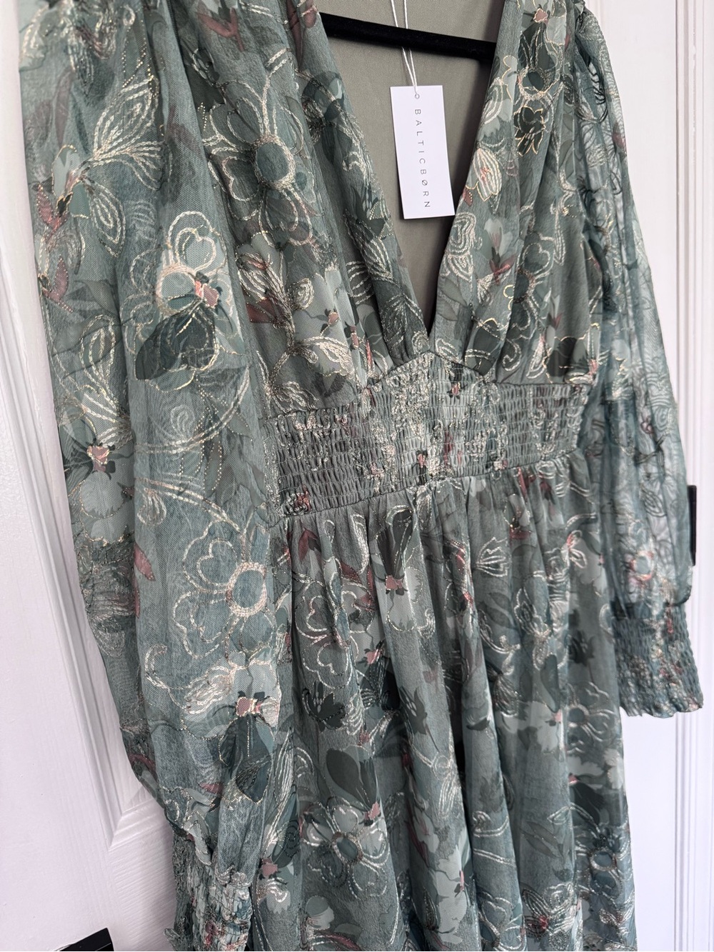 Baltic Born Sage Green Floral V-Neck Maxi Dress - Picture 2 of 5
